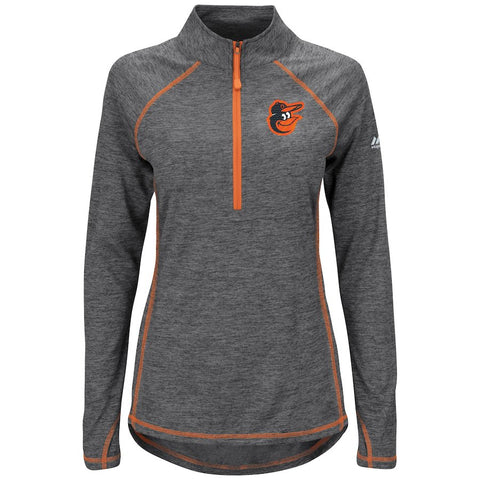 Baltimore Orioles Majestic Women's Don't Stop Trying Cool Base Half-Zip Pullover Jacket - Charcoal