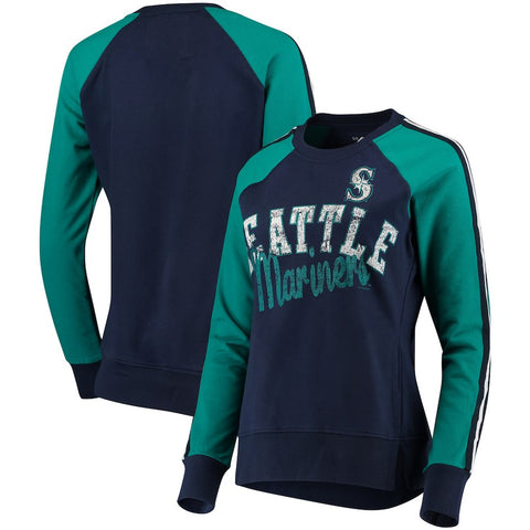Seattle Mariners G-III 4Her by Carl Banks Women's Perfect Pitch Pullover Sweatshirt - Navy/Aqua