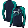 Seattle Mariners G-III 4Her by Carl Banks Women's Perfect Pitch Pullover Sweatshirt - Navy/Aqua