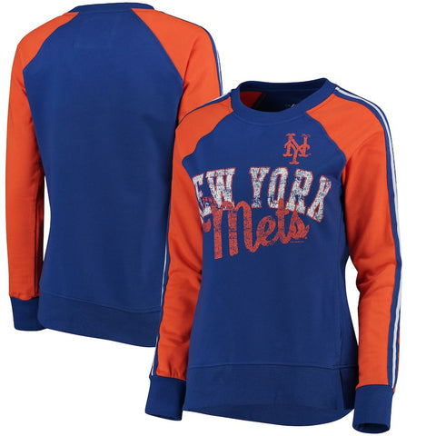 New York Mets G-III 4Her by Carl Banks Women's Perfect Pitch Pullover Sweatshirt - Royal/Orange