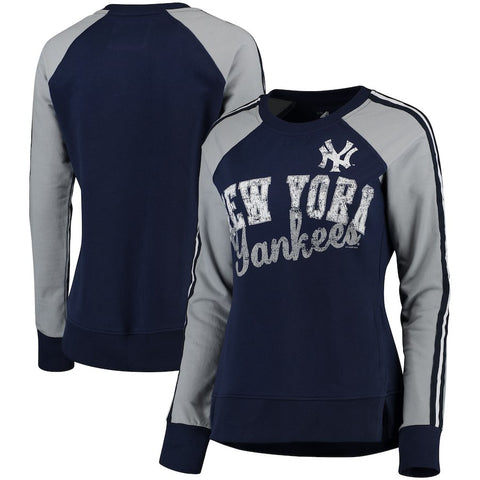 New York Yankees G-III 4Her by Carl Banks Women's Perfect Pitch Pullover Sweatshirt - Navy/Gray