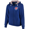Chicago Cubs Soft as a Grape Women's Plus Size Pennant Race Full-Zip Hoodie - Royal