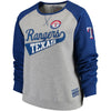 Texas Rangers Soft as a Grape Women's Plus Size Payoff Pitch Color Blocked Sweatshirt - Gray/Royal