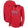 Atlanta Braves Soft As A Grape Women's Third Strike Tri-Blend V-Neck Pullover Hoodie - Red