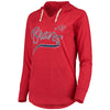 Atlanta Braves Soft As A Grape Women's Third Strike Tri-Blend V-Neck Pullover Hoodie - Red