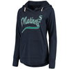 Seattle Mariners Soft As A Grape Women's Third Strike Tri-Blend V-Neck Pullover Hoodie - Navy