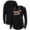 Baltimore Orioles Soft As A Grape Women's Third Strike Tri-Blend V-Neck Pullover Hoodie - Black