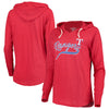 Texas Rangers Soft As A Grape Women's Third Strike Tri-Blend V-Neck Pullover Hoodie - Red