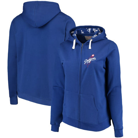 Los Angeles Dodgers Soft as a Grape Women's Plus Size Pennant Race Full-Zip Hoodie - Royal