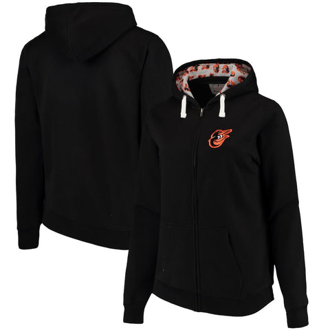 Baltimore Orioles Soft as a Grape Women's Plus Size Pennant Race Full-Zip Hoodie - Black