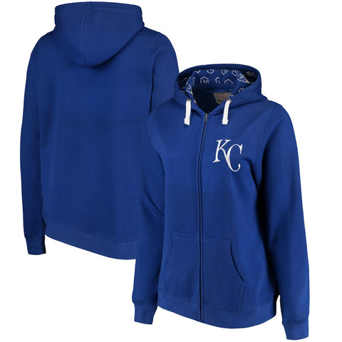 Kansas City Royals Soft as a Grape Women's Plus Size Pennant Race Full-Zip Hoodie - Royal