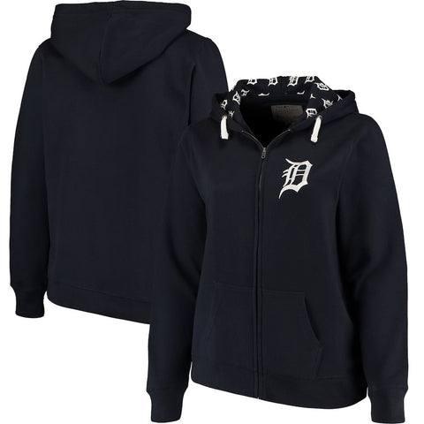Detroit Tigers Soft as a Grape Women's Plus Size Pennant Race Full-Zip Hoodie - Navy