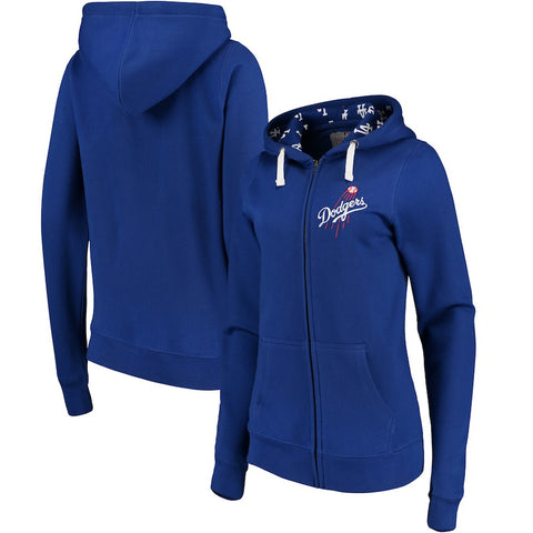 Los Angeles Dodgers Soft as a Grape Women's Line Drive Full-Zip Hoodie - Royal