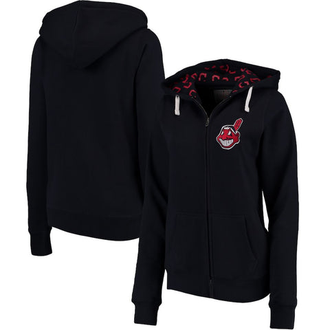 Cleveland Indians Soft as a Grape Women's Line Drive Full-Zip Hoodie - Navy
