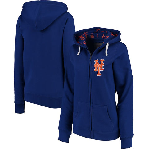 New York Mets Soft as a Grape Women's Line Drive Full-Zip Hoodie - Royal