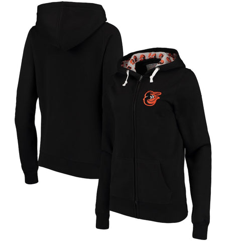 Baltimore Orioles Soft as a Grape Women's Line Drive Full-Zip Hoodie - Black