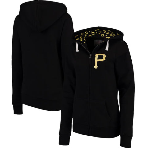 Pittsburgh Pirates Soft as a Grape Women's Line Drive Full-Zip Hoodie - Black