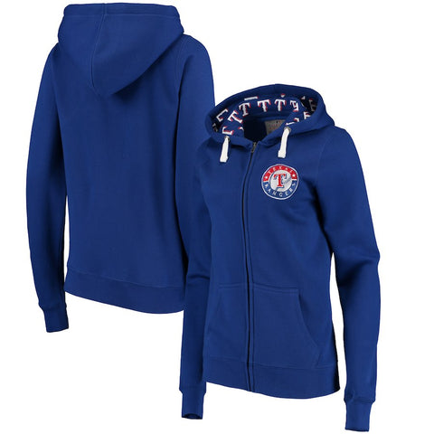Texas Rangers Soft as a Grape Women's Line Drive Full-Zip Hoodie - Royal