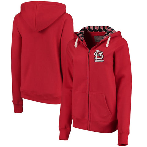 St. Louis Cardinals Soft as a Grape Women's Line Drive Full-Zip Hoodie - Red