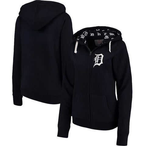 Detroit Tigers Soft as a Grape Women's Line Drive Full-Zip Hoodie - Navy
