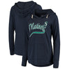 Seattle Mariners Soft As A Grape Women's Third Strike Tri-Blend V-Neck Pullover Hoodie - Navy