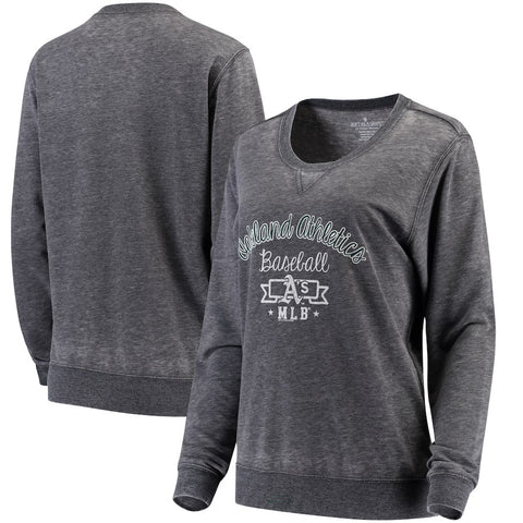 Oakland Athletics Soft as a Grape Women's Home Run Swing Sweatshirt - Gray