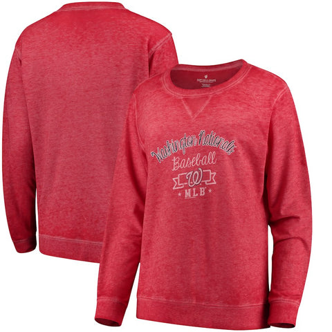 Washington Nationals Soft as a Grape Women's Home Run Swing Sweatshirt - Red