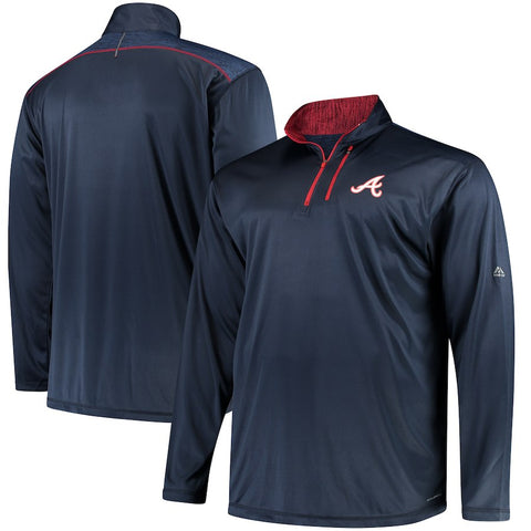 Atlanta Braves Majestic Big & Tall 643 Half-Zip Pullover Jacket - Navy
