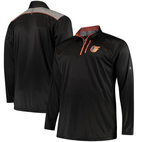 Baltimore Orioles Majestic Big & Tall 643 Half-Zip Pullover Jacket - Black