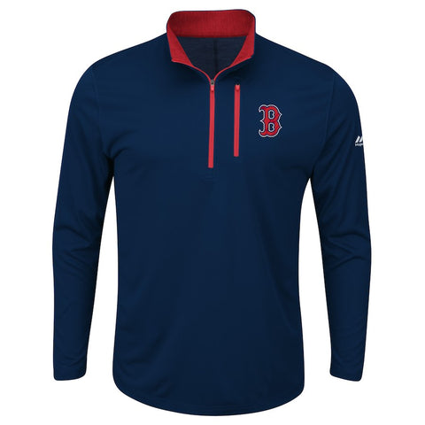 Boston Red Sox Majestic Big & Tall 643 Half-Zip Pullover Jacket - Navy