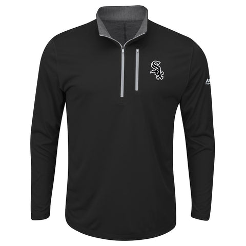 Chicago White Sox Majestic Big & Tall 643 Half-Zip Pullover Jacket - Black