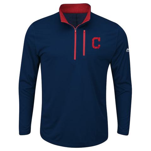 Cleveland Indians Majestic Big & Tall 643 Half-Zip Pullover Jacket - Navy