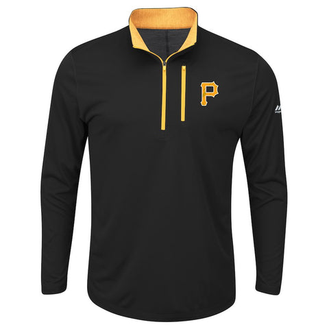 Pittsburgh Pirates Majestic Big & Tall 643 Half-Zip Pullover Jacket - Black