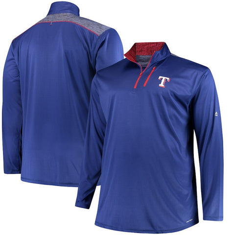 Texas Rangers Majestic Big & Tall 643 Half-Zip Pullover Jacket - Royal