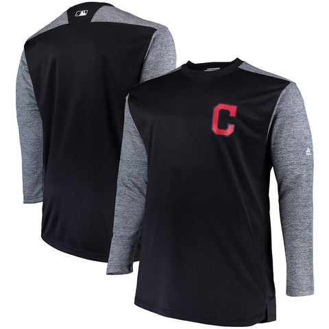 Cleveland Indians Majestic Big & Tall On-Field Tech Fleece Sweatshirt - Navy/Gray