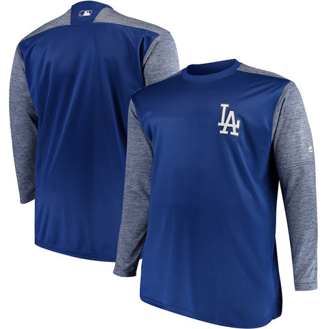 Los Angeles Dodgers Majestic Big & Tall On-Field Tech Fleece Sweatshirt - Royal/Gray