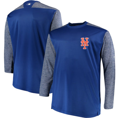 New York Mets Majestic Big & Tall On-Field Tech Fleece Sweatshirt - Royal/Gray