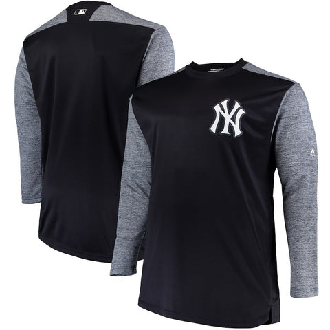 New York Yankees Majestic Big & Tall On-Field Tech Fleece Sweatshirt - Navy/Gray