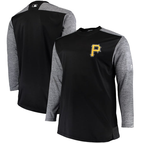 Pittsburgh Pirates Majestic Big & Tall On-Field Tech Fleece Sweatshirt - Black/Gray