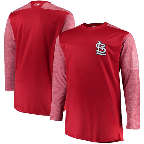 St. Louis Cardinals Majestic Big & Tall On-Field Tech Fleece Sweatshirt - Red/Heathered Red