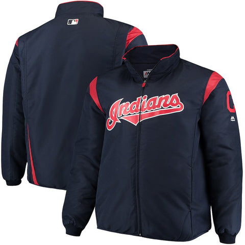 Cleveland Indians Majestic Big & Tall On-Field Premier Full-Zip Jacket - Navy