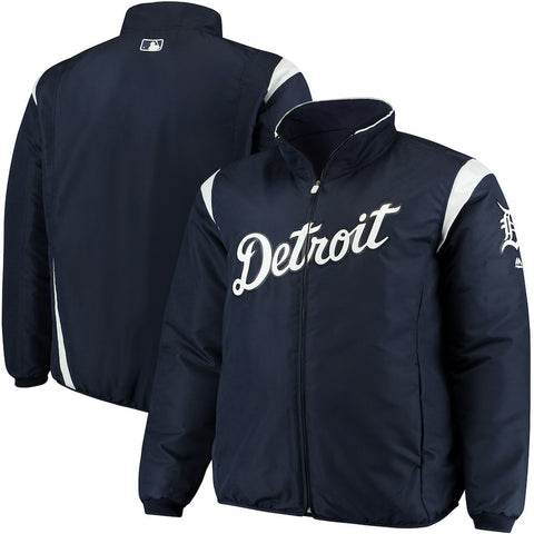 Detroit Tigers Majestic Big & Tall On-Field Premier Full-Zip Jacket - Navy