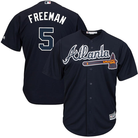 Freddie Freeman Atlanta Braves Majestic Big & Tall Alternate Cool Base Replica Player Jersey - Navy