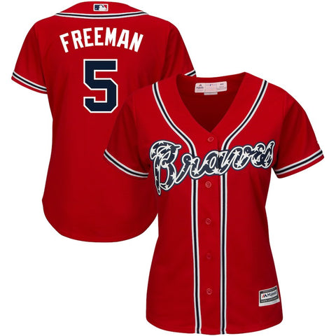 Freddie Freeman Atlanta Braves Majestic Women's Plus Size Alternate Cool Base Player Jersey - Scarlet