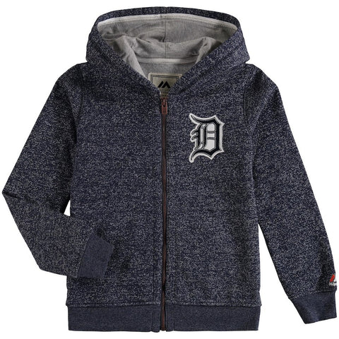 Detroit Tigers Majestic Youth Winning Streak Marled Full-Zip Hoodie - Navy