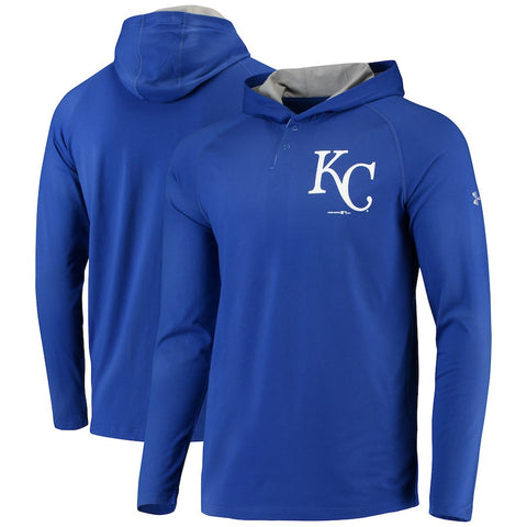 Kansas City Royals Under Armour Charged Henley Pullover Hoodie - Royal