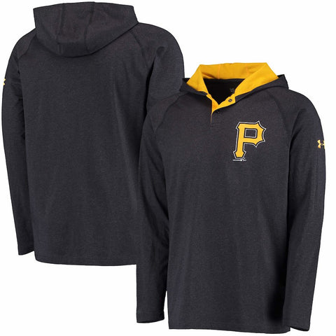 Pittsburgh Pirates Under Armour Charged Henley Pullover Hoodie - Black