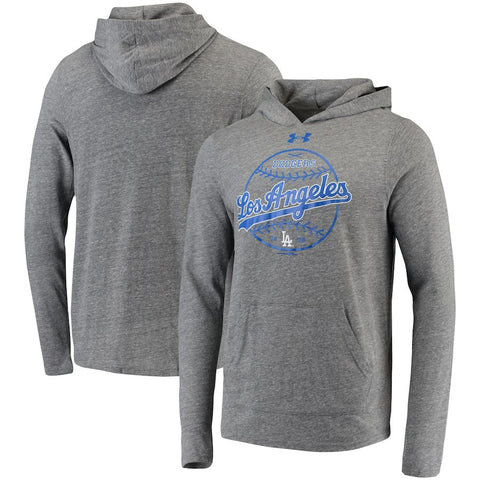 Los Angeles Dodgers Under Armour Tri-Blend Pullover Hoodie - Heathered Gray