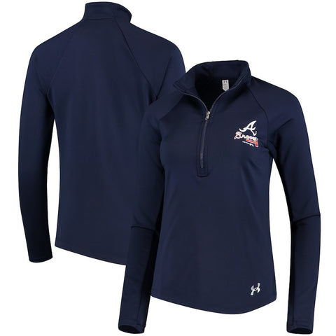 Atlanta Braves Under Armour Women's Team Logo Half-Zip Performance Jacket - Navy
