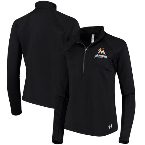 Miami Marlins Under Armour Women's Team Logo Half-Zip Performance Jacket - Black